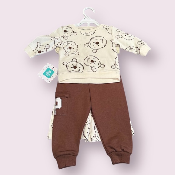 NWT Disney Baby Winnie The Pooh Tan And Brown Four Piece Set Size 3/6 Months - Picture 7 of 8